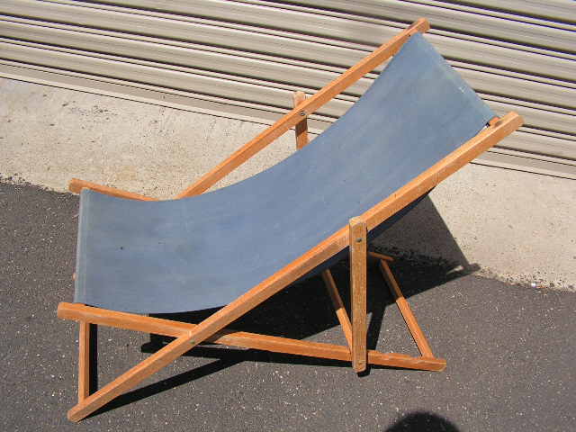 CHAIR, Deck Chair - Blue, Natural Timber Frame